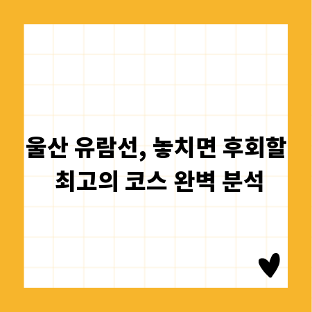 울산 유람선, 놓치면 후회할 최고의 코스 완벽 분석