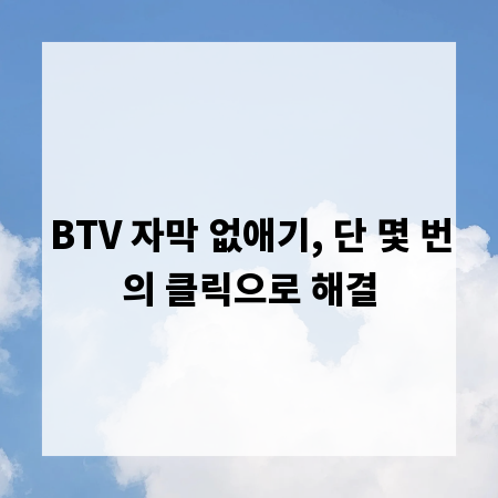 BTV 자막 없애기, 단 몇 번의 클릭으로 해결