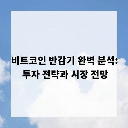 비트코인 반감기 완벽 분석: 투자 전략과 시장 전망