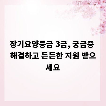 장기요양등급 3급, 궁금증 해결하고 든든한 지원 받으세요