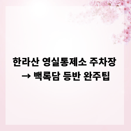 한라산 영실통제소 주차장 &rarr; 백록담 등반 완주팁