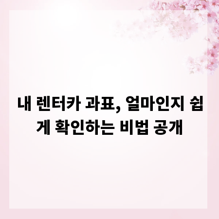 내 렌터카 과표, 얼마인지 쉽게 확인하는 비법 공개