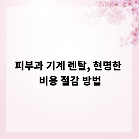 피부과 기계 렌탈, 현명한 비용 절감 방법