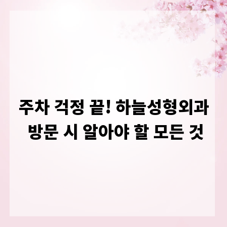 주차 걱정 끝! 하늘성형외과 방문 시 알아야 할 모든 것