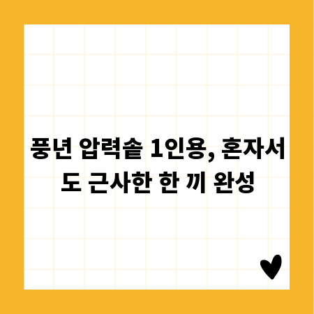 풍년 압력솥 1인용, 혼자서도 근사한 한 끼 완성