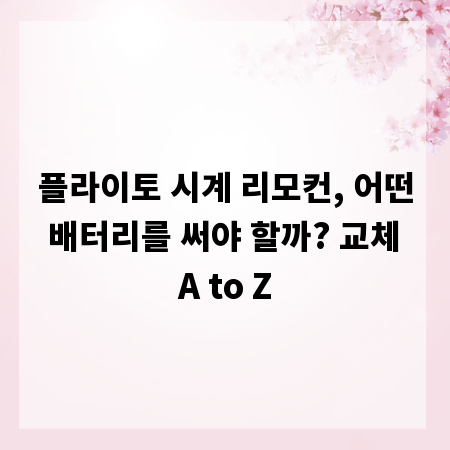 플라이토 시계 리모컨, 어떤 배터리를 써야 할까? 교체 A to Z