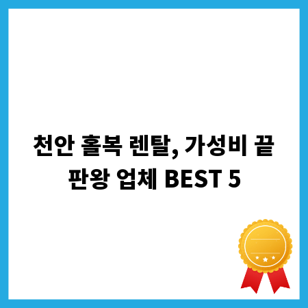 천안 홀복 렌탈, 가성비 끝판왕 업체 BEST 5